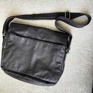 NEXAGONA laptop bag Black leather computer bag Laptop case shoulder bag